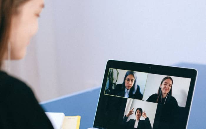 person in an online meeting